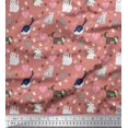 thumbnail image 1 of Soimoi Polyester Crepe Fabric Heart,Footprint & Cat Animal Fabric Prints by Yard 42 Inch Wide, 1 of 3