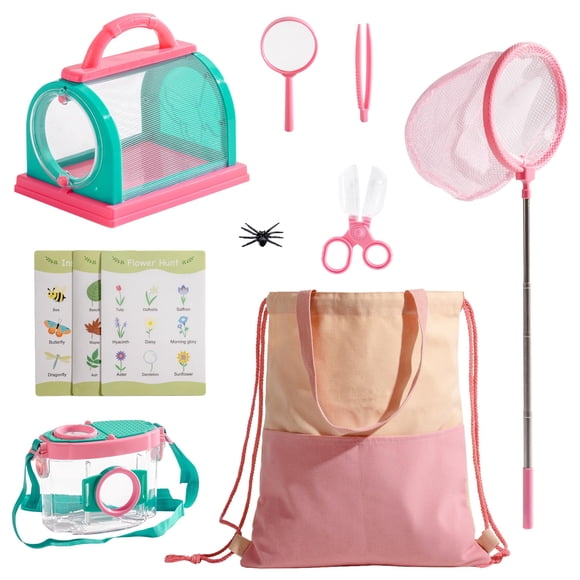 ROBOTIME Kids Explorer Kit & Bug Catcher Kit for Kids, 10PCS Bug Catcher Kit, Bug Catching Kit, Exploration Set Camping Gear for Toddlers, Outdoor Adventure Toys Gift for