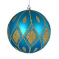 thumbnail image 1 of Vickerman N188112D 4.75 in. Turquoise Matte Ball Ornament with Glitter Diamond Pattern  4 per Pack, 1 of 3