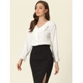 thumbnail image 2 of INSPIRE CHIC Women's Ruffle V Neck Elegant Office Work Chiffon Blouse Top, 2 of 6