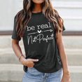 thumbnail image 2 of WEIYLL Womens Tshirt Short Sleeve Letter Print Black Tees Sizes XXL, 2 of 4