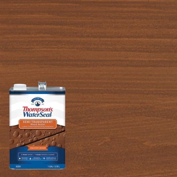 Thompson's WaterSeal Semi-Transparent Wood Sealer, Chestnut Brown, 3.78 L