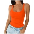 thumbnail image 1 of Women Spaghetti Strap Scoop Neck Ribbed Tank Tops Slim Fitted Cotton Camisole Basic Sleeveless Layering Shirts, 1 of 4