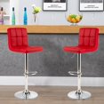 thumbnail image 3 of Set of 2 Bar Stool, Comfortable Swivel Adjustable PU Leather Bar Chair with Backrest, Soft Cushioned Seat, Footrest, Sturdy Metal Frame, Barstools for Kitchen, Pub (Black, White, Brown, Red), 3 of 8