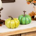 thumbnail image 1 of Northlight Crackle Finish Fall Harvest Pumpkin Decorations - 5" - Green and Gold - Set of 2, 1 of 6