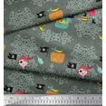 thumbnail image 2 of Soimoi Poly Georgette Fabric Flag,Treasure Box & Pirate Boy Nautical Decor Fabric Printed Yard 52 Inch Wide, 2 of 3