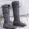 thumbnail image 4 of Babysbule Chaussures pour Femmes en Liquidation, Bottes Hautes à Enfiler pour Femmes à Talon Carré de Couleur Unie, Bottes Hauteur Genou à Bout Rond, 4 of 5