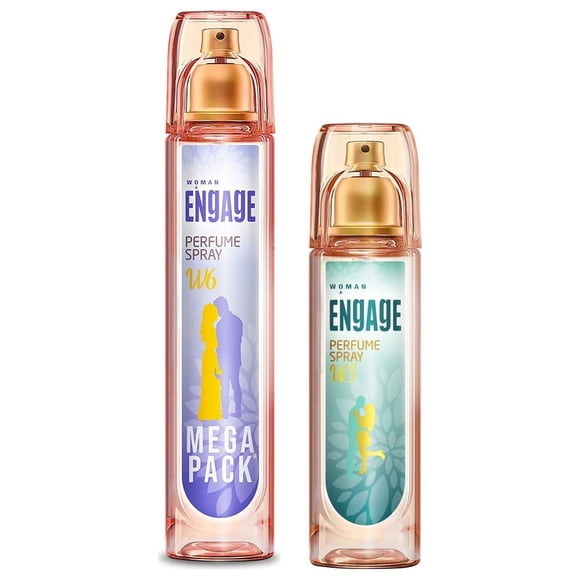 Engage W6 Perfume Spray For Women 160ml, 5.4 Fl.oz. + W3 Perfume Spray For Women 120ml, 4.05 Fl.oz. | Skin Friendly Perfume For Girls - Long Lasting Smell | With Spicy, Citrus & Floral Notes