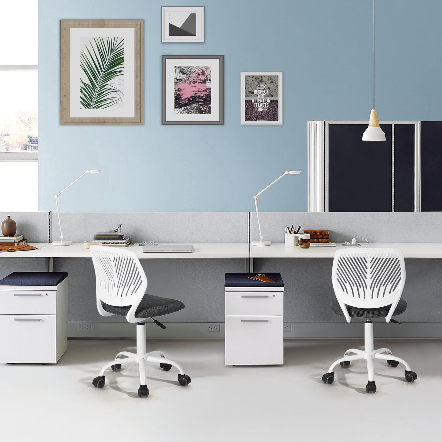 Homy Casa Lot de 2 chaises de bureau compactes à roulettes pour étudiants