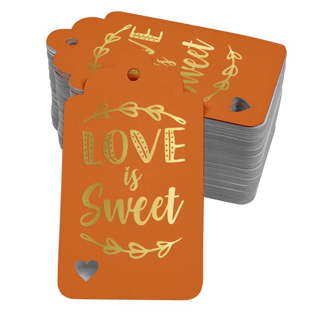 Inkdotpot 50 Pack Love Is Sweet Wedding Favor Paper Tags Craft Real Gold Foil Hang Tag