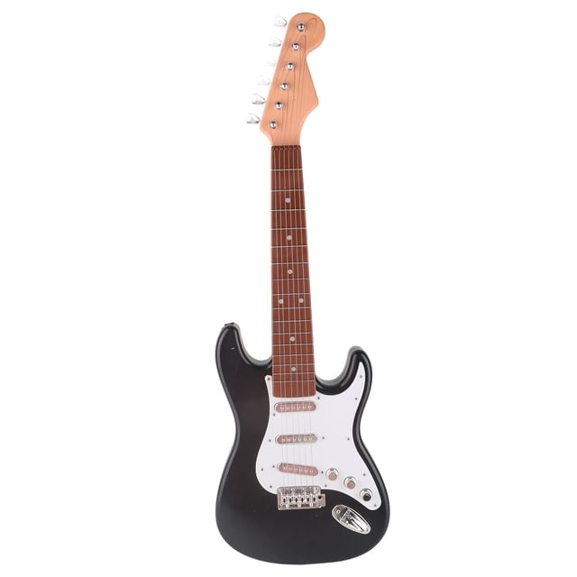 Guitare Électrique pour Enfants, Jouet Conçu pour Éveiller l'Intérêt musical des Enfants, Présentant une Apparence de Guitare Électrique Réaliste avec un Corps Noir, un Garde-Michel Blanc et une Touche Brune. Fabriquée en Plastique, Elle Comprend Plusieurs Fonctions Telles Que la Lecture de Musique, le mode d'Accord et l'Enregistrement. Alimentée par 3 Piles au lithium AA (Non Incluses), Cette Guitare Jouet Multifonctionnelle Est Idéale pour le Jeu Extérieur et l'Exploration Créative.