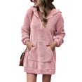 thumbnail image 2 of TJAZFJPA Robes Mignonnes pour Femmes Robe Décontractée Unie à Capuche Ample avec Fermeture Éclair Poche Chandail Col en V Robe Chandail en Molleton Mini Robe Été Maternité Robe Courte Été, 2 of 5
