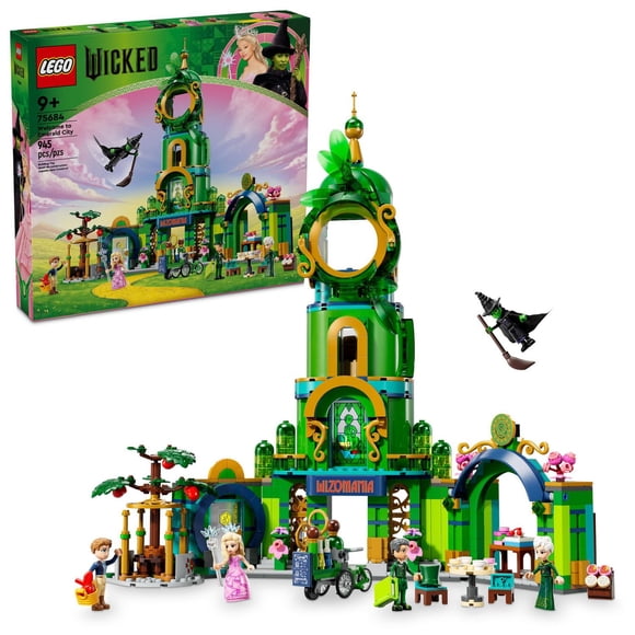 LEGO Wicked Welcome to Emerald City Collectible Toy, Tower Dollhouse Playset with Glinda and Elphaba, 75684