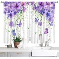 thumbnail image 1 of Purple Floral Butterfly Kitchen Curtains Rustic Flower Bathroom Window Curtains Farmhouse Spring Plant Small Short Curtains for Windows Rod Pocket Bathroom Curtains 2 Panels (42x63 Inch), 1 of 1