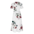 thumbnail image 4 of Pisexur Robes d'Été pour Femmes à Col Rond, Robe Fluide Plissée Tendance à Manches Courtes, Mode avec Poche, Robe d'Été de Plage Évasée à Imprimé Floral, 4 of 4