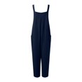 thumbnail image 4 of TrendOFT Combinaison une Pièce Femme Décontractée Été Ample Sans Manches Bretelles Spaghetti Réglables Pantalon Grand Extensible avec Poche Combinaisons une Pièce Bleu G, 4 of 4