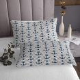 thumbnail image 3 of Erosebridal Nautical Anchor Print Coverlet Set Twin, Gray Geometric Wave Stripes Bedding Set 2pcs, 3 of 5