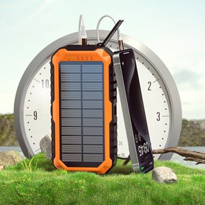 Power Bank, Hand Crank Solar Power Bank 20000mAh  for Outdoor Orange