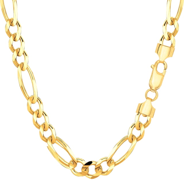 Collier Chaîne Figaro en Or Jaune Massif 10k, 6,0 mm, 24 Pouces