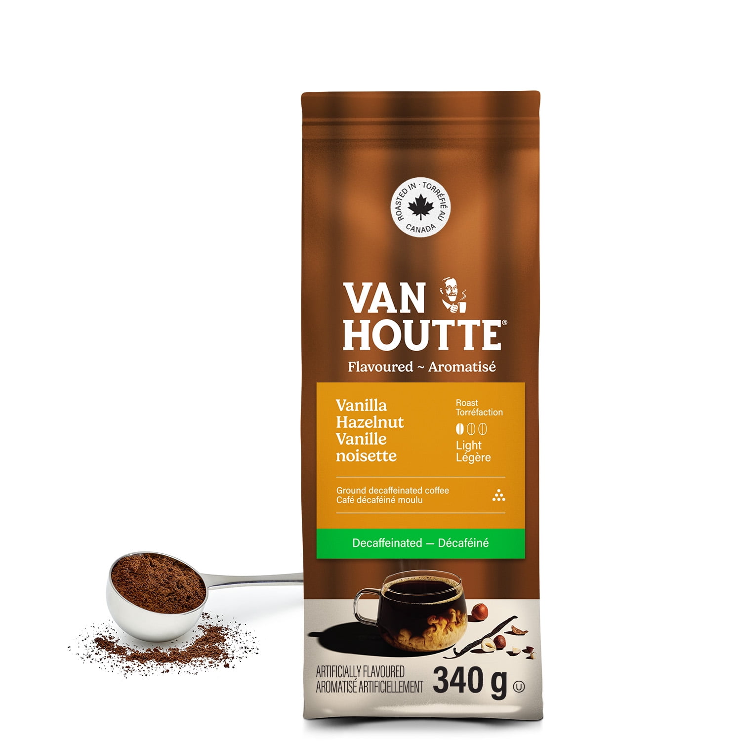 Van Houtte® Café moulu décaféiné à la vanille et aux noisettes, torréfaction légère