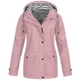 thumbnail image 1 of Kcodviy Imperméable pour Femmes Manteau de Pluie Uni Vestes en Polyester pour Femmes à Capuche Coupe-Vent Manteau d'Extérieur Manteau d'Hiver Léger Plus Manteau pour Femmes, 1 of 6