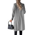 thumbnail image 3 of MAWCLOS Ladies Classic Solid Color Outwear Holiday Lapel Pea Coats Light Grey M, 3 of 3
