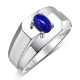 thumbnail image 2 of RYLOS Men's Rings Sterling Silver Ring Classic Solitaire 7X5MM Oval Shape Gemstone Designer Band Lapis September Birthstone Rings For Men Size 8, 2 of 5