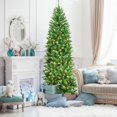 thumbnail image 4 of Costway 7Ft Pre-lit Artificial Pencil Christmas Tree Hinged Fir PVC Tree /350 LED Lights, 4 of 10