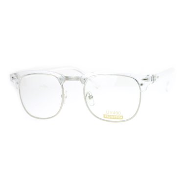 SA106 Clear Frame Half Horn Rim Poindexter Nerdy Eye Glasses
