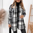 thumbnail image 1 of Aqestyerly Women Plaid Print Cardigan Jacket With Pockets,Long Sleeve Lapel Coat For Fall Winter Daily Wear HWRETIE, 1 of 8