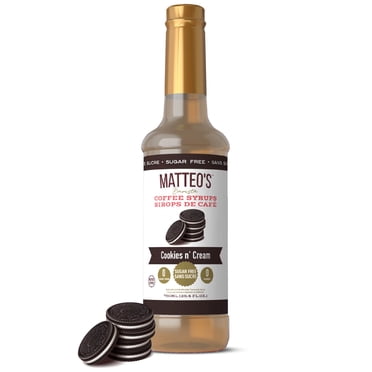 Matteo's Sugar Free Coffee Syrup, Cookies N' Cream, 750mL, 0 Calories, 0 Sugar, (Single Bottle)