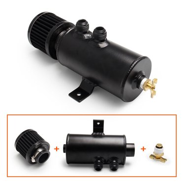 Universal Oil Catch Can Kit Reservoir Baffled Tank with Breather Filter Aluminum