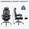 thumbnail image 3 of Bingirl Office Chair,Swivel Task Chair with Adjustable Lumbar Support,Home Office Chair with Footrest,Mesh High Back Gaming Chair Off White, 3 of 7