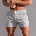 thumbnail image 2 of Men Solid Cotton Three-point Pants Sports Elastic Mid-waist Lace-up Shorts, 2 of 9