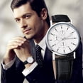 thumbnail image 1 of Classic Roman Dial Men's Watch with Calendar Function and Trendsetting Leather Strap for and Gifting, 1 of 5