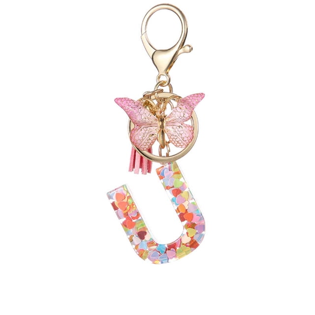 TopLLC New English Letter Keychain Hanger Car Keychain Bag Accessories Suspension components