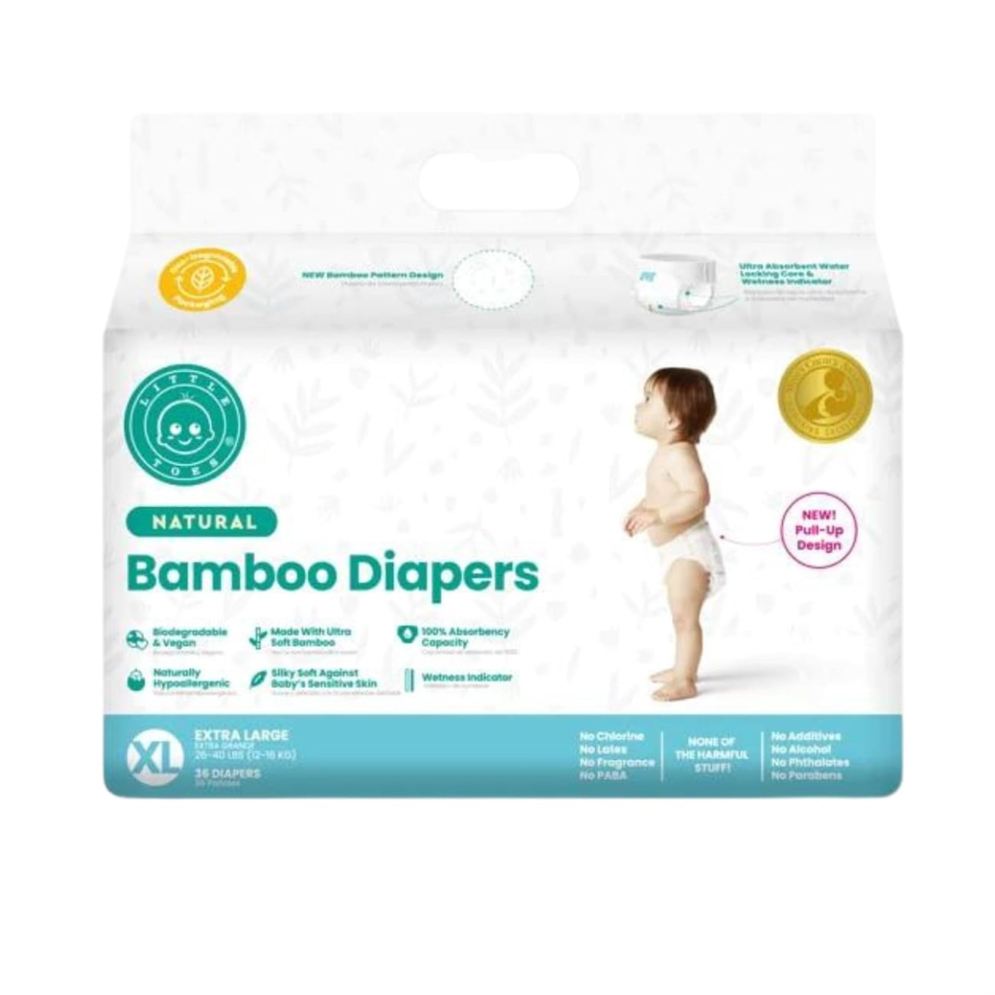 Natural Bamboo Pull Up Diaper Size Extra Large- Count 36