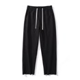 thumbnail image 2 of RXIRUCGD Pantalon Droit Décontracté pour Hommes, Mode, Taille Élastique avec Cordon, Noir, Taille : 2TG, 2 of 4