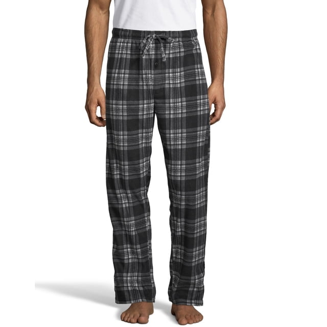 Hanes Mens Micro Fleece Pant, 4XL, Black Plaid