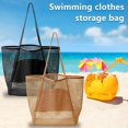 thumbnail image 1 of Mesh Tote Bag Large Mesh Beach Bag Reusable Beach Bag Waterproof Sandproof Base Shoulder Beach Bag with Sturdy Shoulder Strap for Holiday Beach Picnic  17.3 x 15.7 x 5 in, 1 of 9