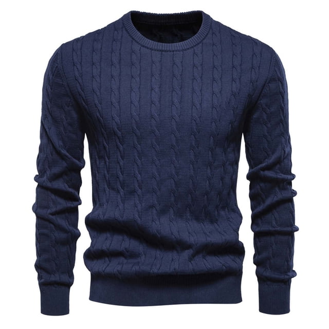 TIMIFIS Chandail pour Homme à Col Rond en Tricot à Manches Longues, Chandail Extensible Uni pour l'Automne et l'Hiver, Hauts Décontractés Stylés