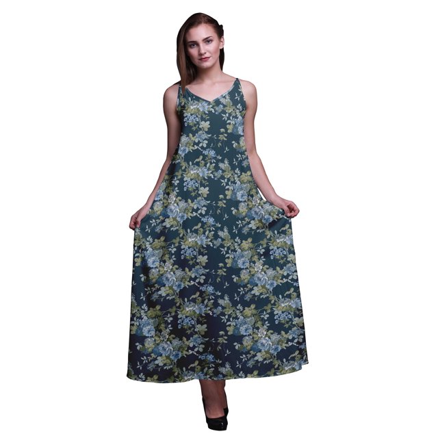 Bimba Robe Longue pour Femmes en Rayonne à Imprimé Floral Chic Bohème d'Été Maxi de Plage - XX-Grand