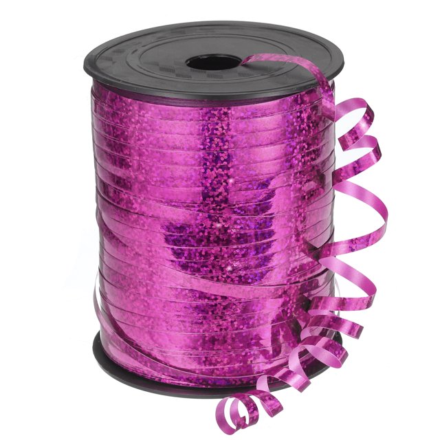 Unique Bargains 500 Yards Glitter Curling Ribbon Crimped Balloon String Metallic 3/16' for Party Decoration, Rose Red