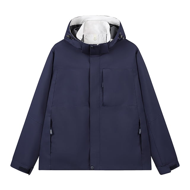 RXIRUCGD Men's Stitching Drawstring Hooded Slim Fashion Jacket Coat Outwear, Navy, Size: 3XL
