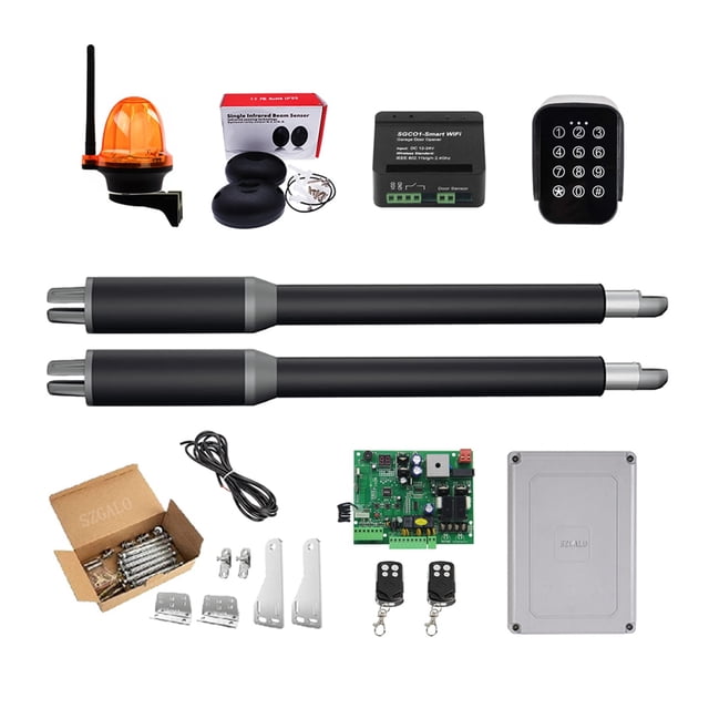 Gate Openers Linear Actuator DC Worm Gear Automatic Swing Gate Opener For Driveway (Photocells, Lamp,Push Button,GSM Operator Optional) ,Ultra-Quiet Operation
