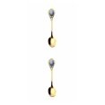 thumbnail image 4 of Transemion Home Tools Stainless Steel Spoon Tea Coffee Stir Spoon Desserts Snacks Dinnerware Vintage Porcelain Teaspoon No.01 2Set, 4 of 6