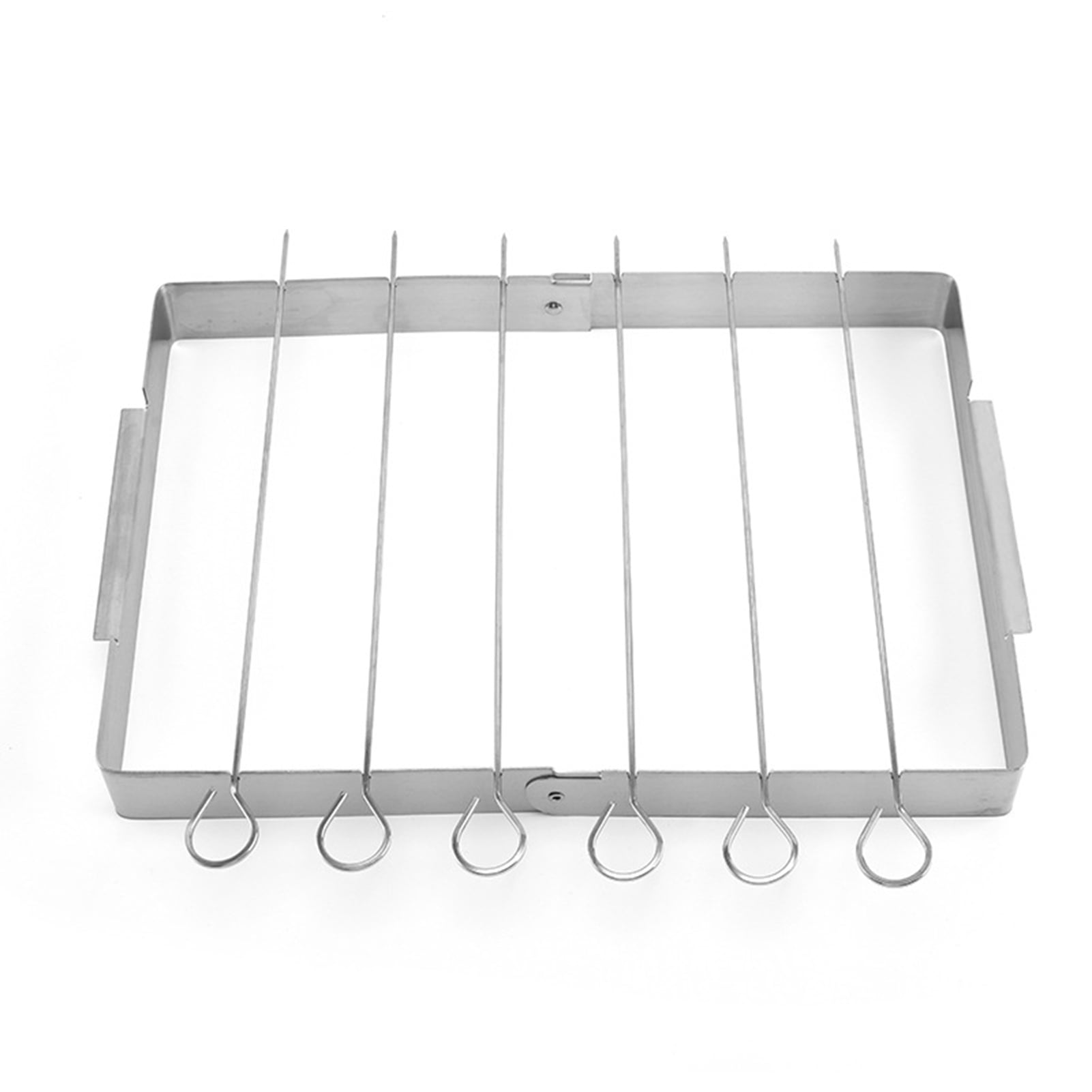 Foldable Skewer Rack with 6 Stainless Steel Skewers​ Portable High Rised Fire