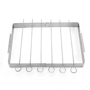 Foldable Skewer Rack with 6 Stainless Steel Skewers Portable High Rised Fire