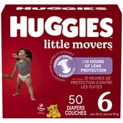 Huggies Little Movers Baby Diapers, Giga pack, Sizes 6, 50 Count