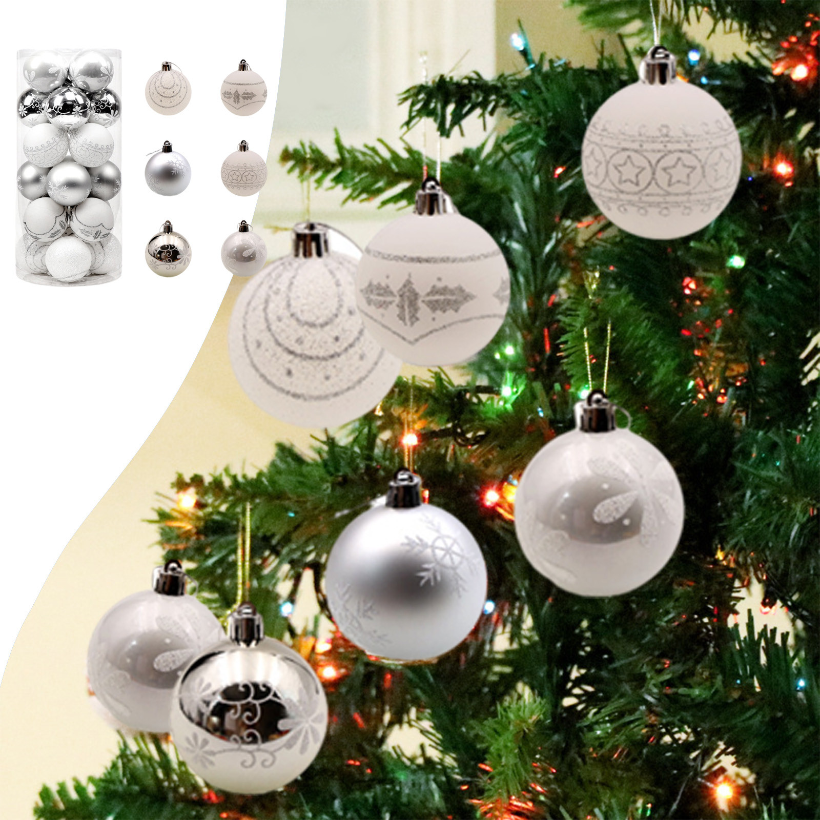 Christmas Tree Decorations 24 Pcs 6cm/2.36 In Shatterproof Plastic Christmas Tree Ornaments, Christmas Ball Baubles For Xmas Trees Wedding Party And Home Decor Christmas Decorations on Clearance